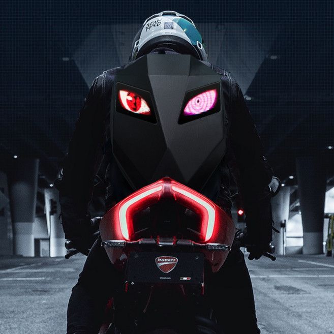 오토바이 헬멧 가방 바이크 백팩 하드 쉘 방수 수납 파우치 여행 스쿠터 배낭, A. 아이언맨 (레드+핑크 아이)