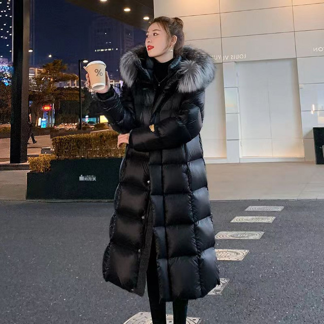 ANYOU 여성 패딩 롱 루즈핏 흑금 도톰한 빵 패딩 패딩 점퍼 코트