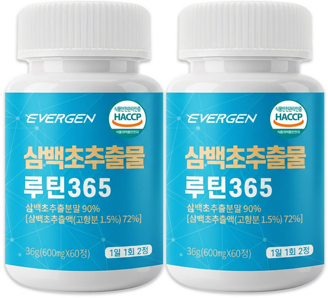 에버젠 삼백초 추출물 루틴365 식약청 HACCP 인증, 2개, 60정