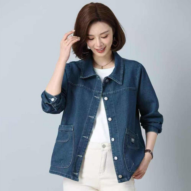 COSYEVNO 여성 루즈핏 긴팔 데님 자켓 봄 가을 포켓 아우터 TZKnzwt-10