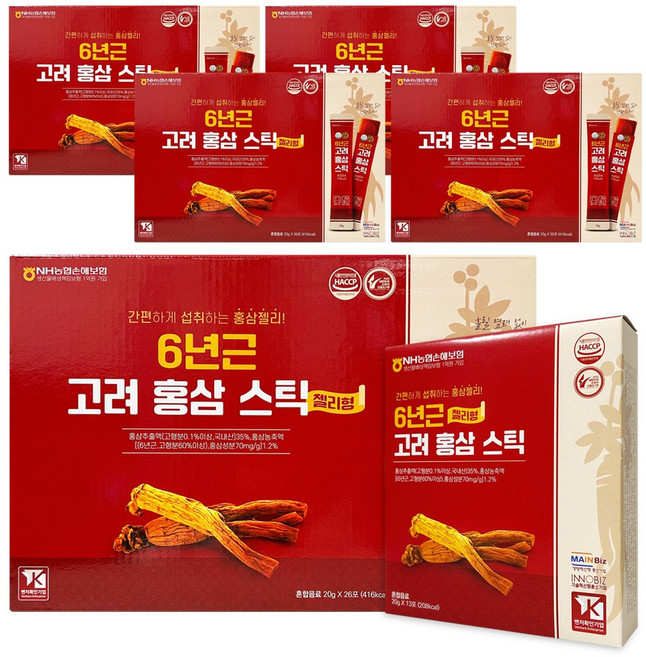 더존건강 6년근 고려 홍삼 스틱 젤리형, 520g, 5개