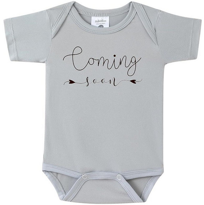 BIBIBLISSBABY Baby Coming Soon 임신 발표 유아용 바디수트 조부모를 위한 새로운 선물 Taro 0-3개월 227901, Storm