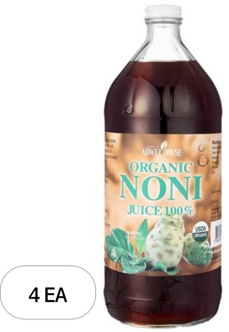 애드웰하우스 하와이 유기농 노니주스 원액 100%, 946ml, 4개