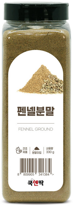 쿡앤딱 펜넬 분말 회향 가루 해산물 생선 빵 소시지 샐러드 식자재 대용량 향신료, 1개, 330g