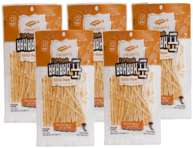 (한진) 빼빼어포 오리지널 24g, 5개