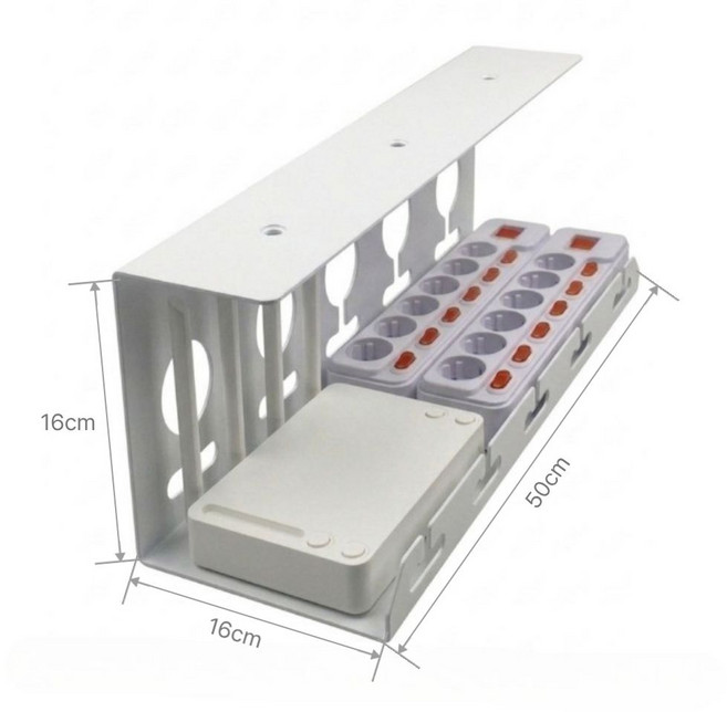 핫몰 무타공 컴퓨터 책상 전선정리 멀티탭 선반 거치대, 화이트, 1개