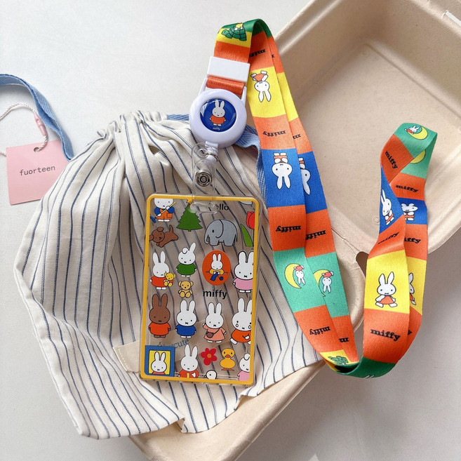 문구보따리 미피 사원증 목걸이 릴홀더 사원증케이스, 1개, 옐로우