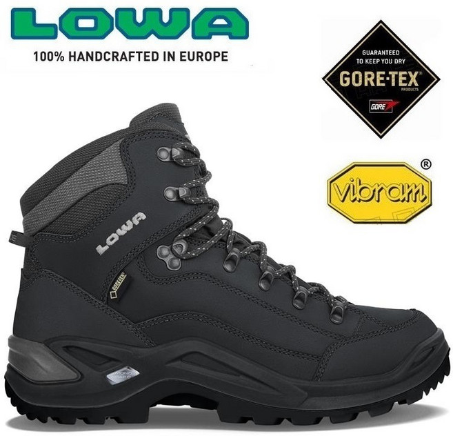 Lowa 寬楦防水登山鞋 Renegade GTX Mid 男款 LW310968 深灰/黑