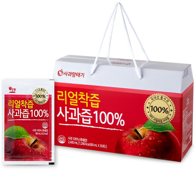 사과망태기 리얼착즙 사과즙 100프로, 2.4L, 1개