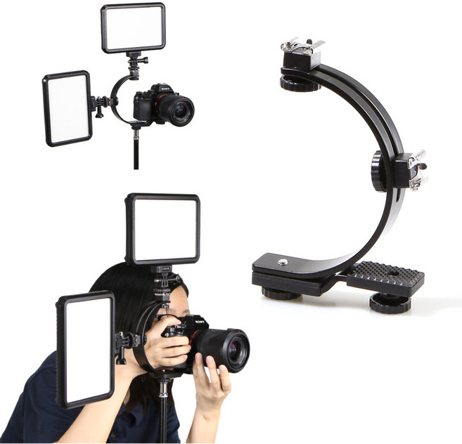 Zoom-AI 스마트폰 개인방송 영상 촬영장비 모음 핫슈 브라켓 거치대 마운트, C05.C형 레일 플래쉬 브라켓, 1개