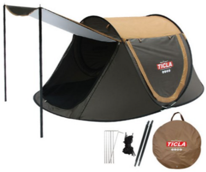 빈슨메시프 티클라 원터치텐트 오페라스위트 + 폴대2p, 브라운, 5인용