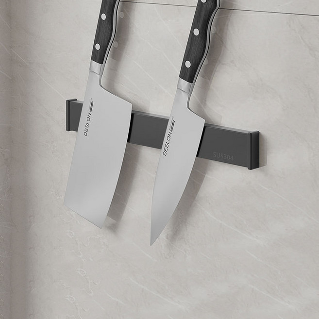304 스텐 마그네틱 자석 칼 걸이 거치대 주방 싱크대 블럭, 1개, 블랙 30cm