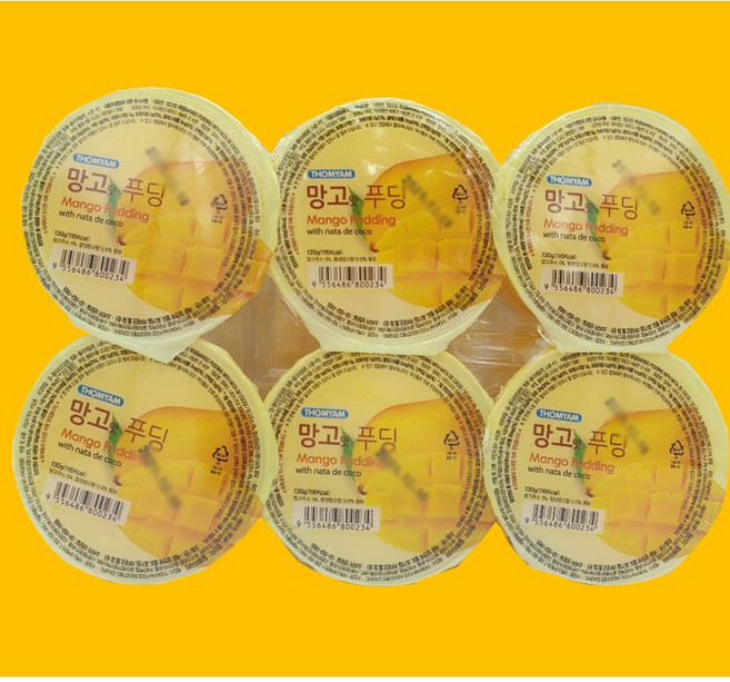 톰얌 망고푸딩 130g 6개입(한팩) 망고맛 젤리 냉장젤리, 6개