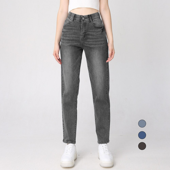 엘블로썸 스판 인밴드 워싱 배기 청바지