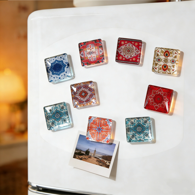 냉장고 자석 크리스탈 유리 투명 아크릴 그림 인테리어 마그넷 tooliva, 세트1