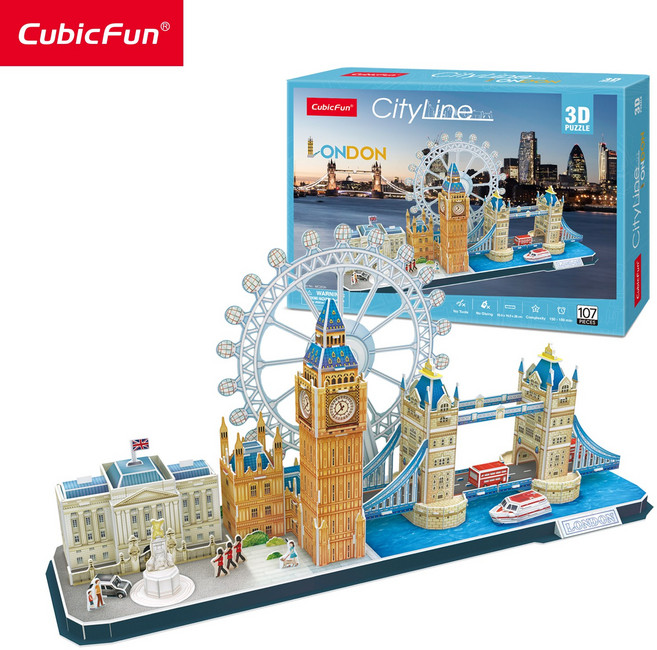 세계여러나라 3D입체퍼즐 유명건축 종이모형 인테리어 장식품 미니어처 만들기 큐빅펀 시티라인 런던 도시 만들기, 1개