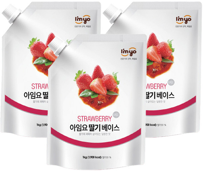 아임요 딸기 베이스 스무디용 잼, 1kg, 3개