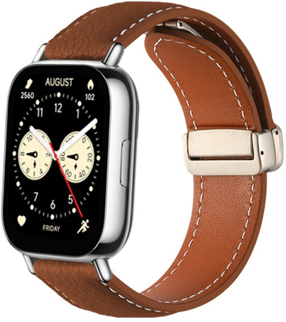 더조은셀러 샤오미 레드미 호환 D버클 천연 가죽 마그네틱 스트랩, 브라운