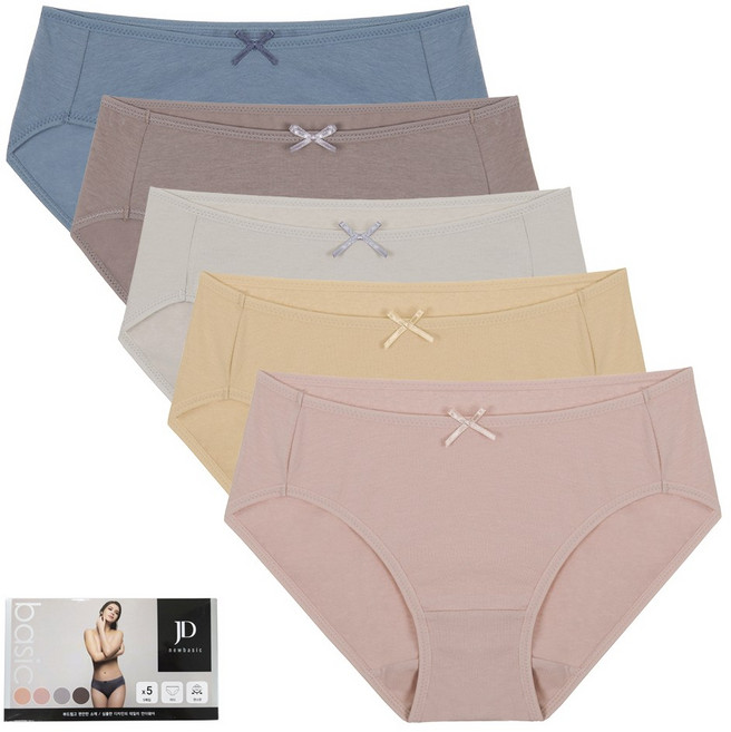 제임스딘 여성용 심플리 미디팬티 5종 세트