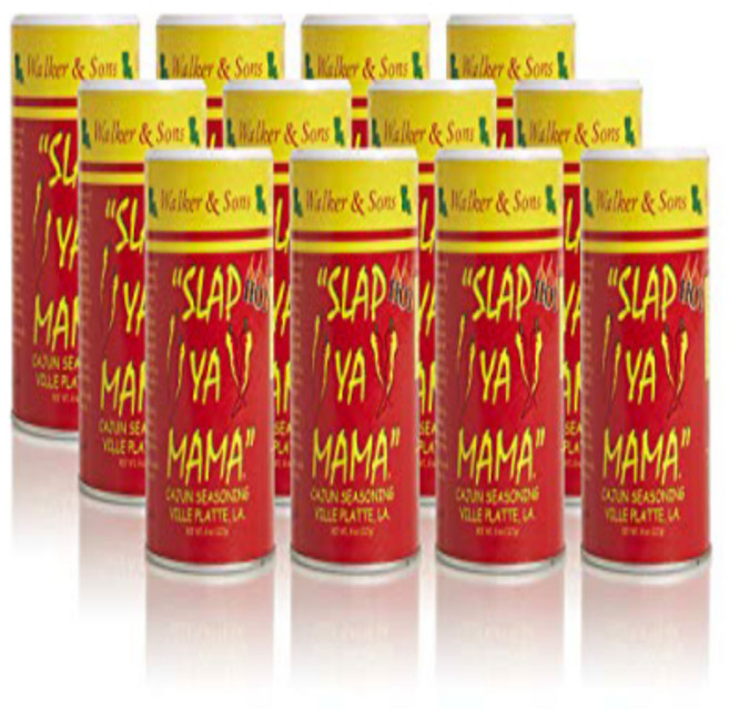 Slap Ya Mama Louisiana Style Cajun Seasoning Hot Slap Ya Mama 루이지애나 스타일 케이준 시즈닝 핫 블렌드 MSG 프리 및 코, 12개, 226g