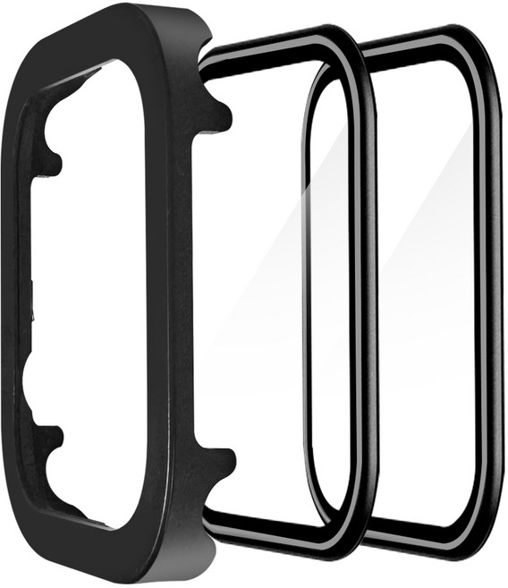 더조은셀러 이지툴 가이드 강화유리 메탈 베젤 커버 2개세트 애플워치 호환, 블랙, 1세트