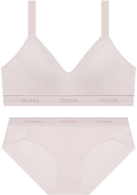 게스언더웨어 에어로쿨 이지푸시 노와이어 브라 팬티 세트 - 라이트베이지