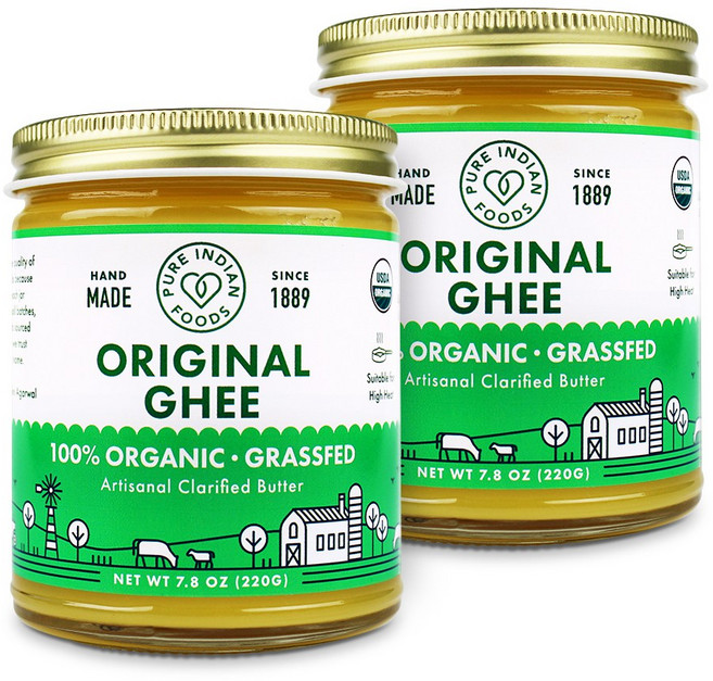 퓨어 인디언 푸드 수제 유기농 오리지날 GHEE 기버터, 2개, 220g