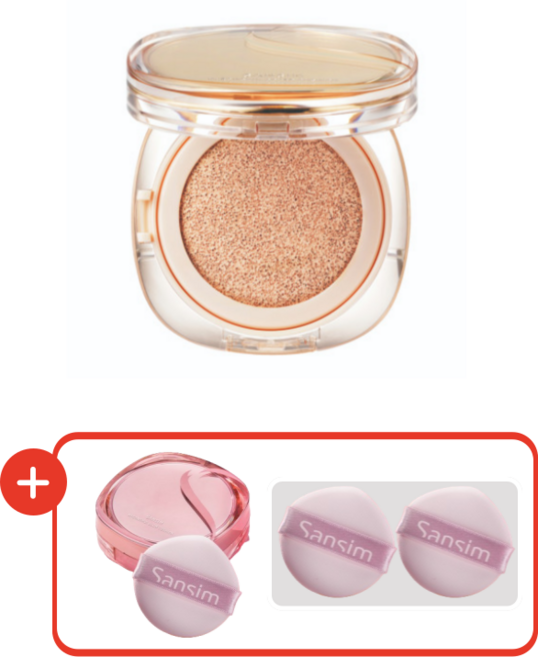 산심 명휘 커버 쿠션 (본품 +리필) 퍼프2개 증정, 2호 은은한색, 1개