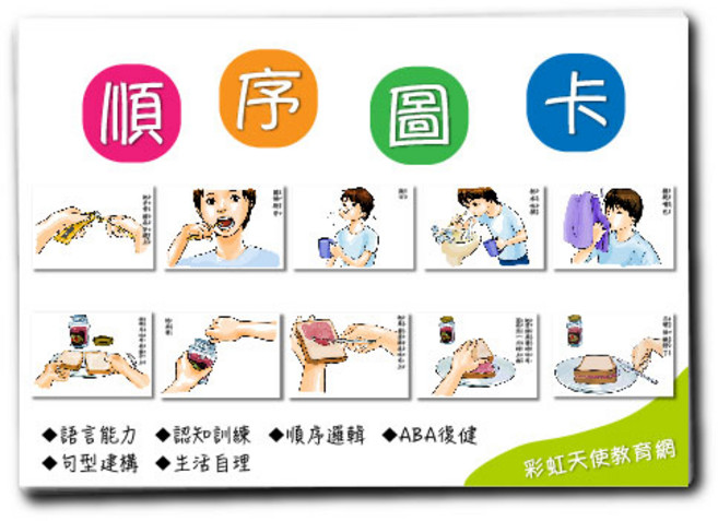 彩虹天使教育網 順序圖卡 語言認知訓練教具
