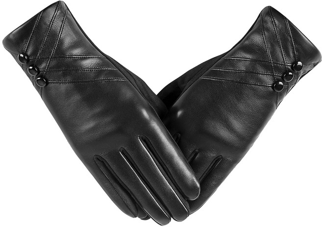 Haengbuk 여성 가죽장갑 G 겨울 장갑 스마트폰 터치 가능 크리스마스 선물