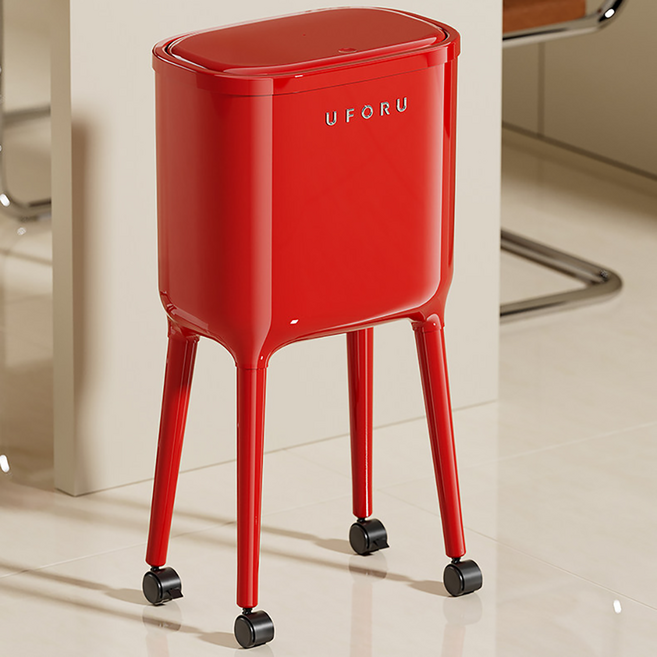 HERON 하이레그 디자인 허리편한 대용량 인테리어 휴지통, 레드