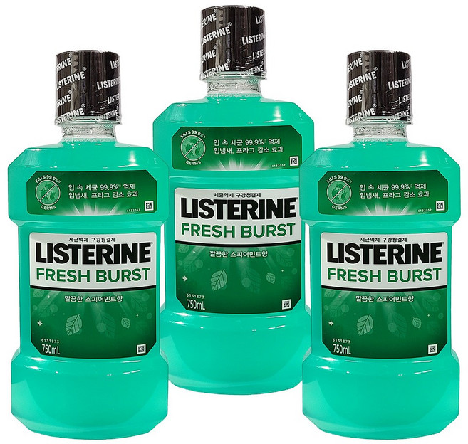 리스테린 후레쉬 버스트 구강청결제, 750ml, 옵션선택, 3개