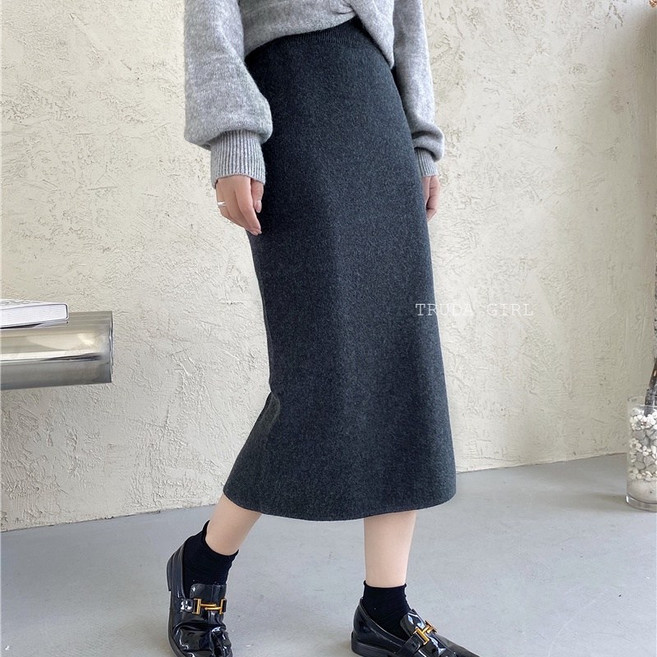 《杜達女孩》厚實包心紗長裙 開叉裙 針織 一步裙 長窄裙