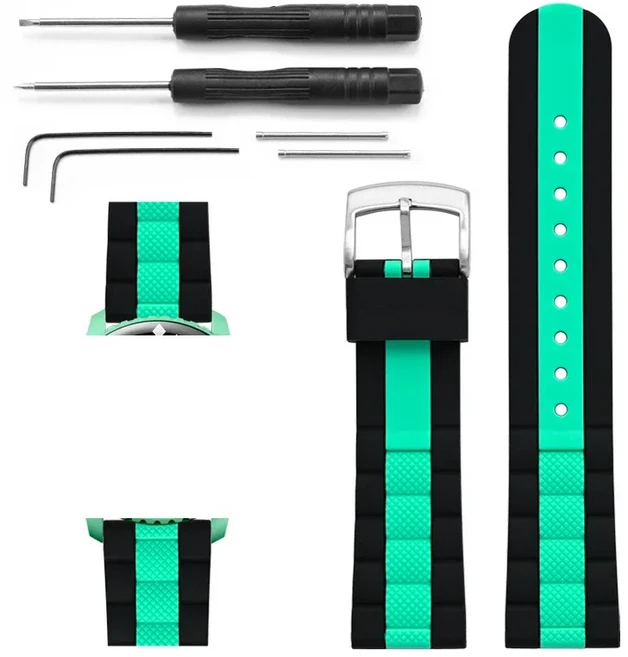 [호환] Swatch X Blancpain Five Oceans 용 스트랩 50 Fathoms 남성용 여성용 고강도 스포츠 방수 실리콘, 03 Black Green, 01 22mm(1인치)