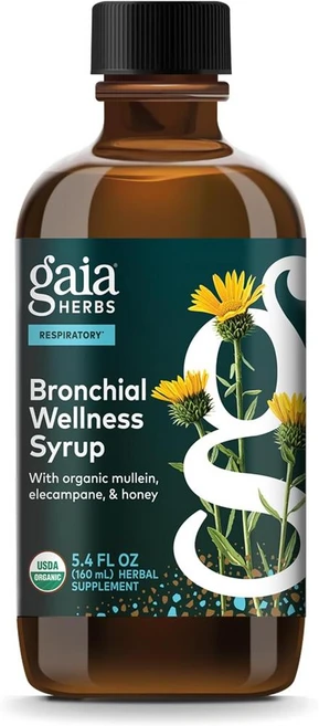 가이아 허브 Gaia Herbs Bronchial 브론키얼 웰니스 시럽 기관지 160ml, 가이아 허브기관지 웰니스 시럽 160ml 미국내수용, 1개 - 쿠팡
