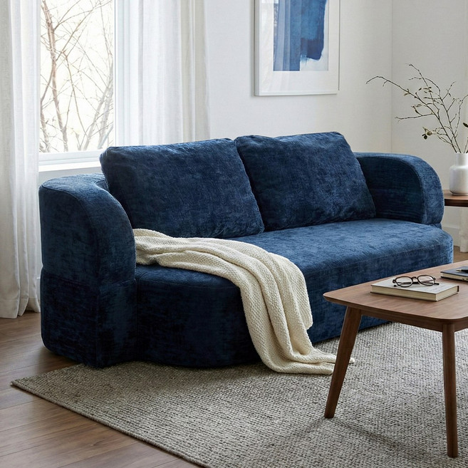 멜로우 플립 소파베드 부클레 접이식 쇼파 원룸 공간활용 자취 필수 가구, 미드나잇블루