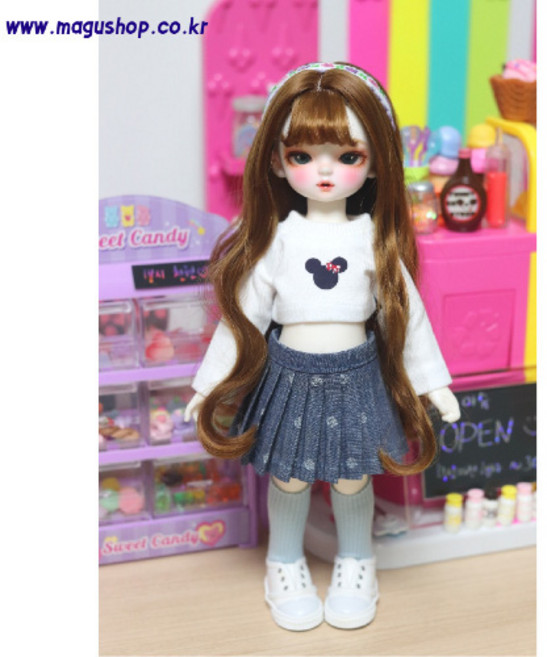 USD 옷 ( 청 땡땡이 3종세트 ) bjd 구체관절인형 26cm인형 유딩이 <완제품>인형은 포함안됨 인형옷만, 1개