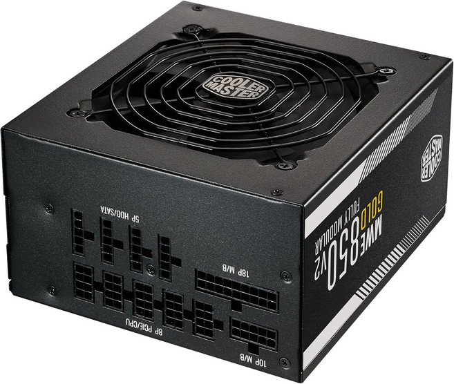 쿨러 마스터 MWE 골드 850 V2 풀 모듈식 전원 공급 장치 - 850W 80+ 인증 PSU 듀얼 EPS 커넥터 세미 팬리스 저소음 설계 플랫 블랙 케이블 신뢰할 수 있는, Gold 850 V3