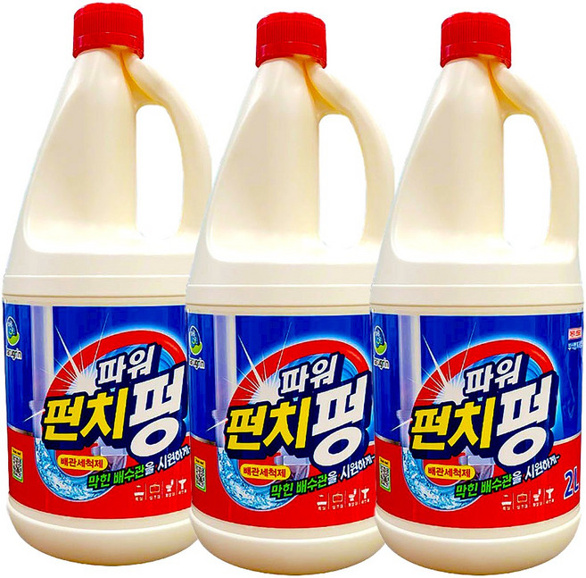 하루그린 배수구세척제 펀치펑, 3개, 2L