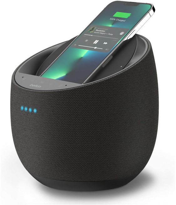 Belkin SoundForm Elite Hi-Fi 스마트 스피커 블랙 (무선 충전기 포함), 블랙.