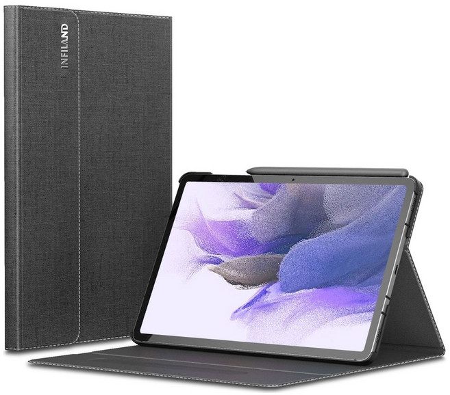 비스비 갤럭시탭 S7FE S펜수납 북커버 케이스 / 10단 각도조절 360도 완벽보호, 미드나이트그린