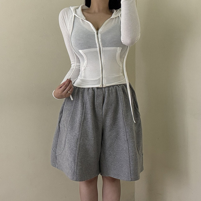 VANANA2 국내제작 슬림핏 붙는티 후드집업