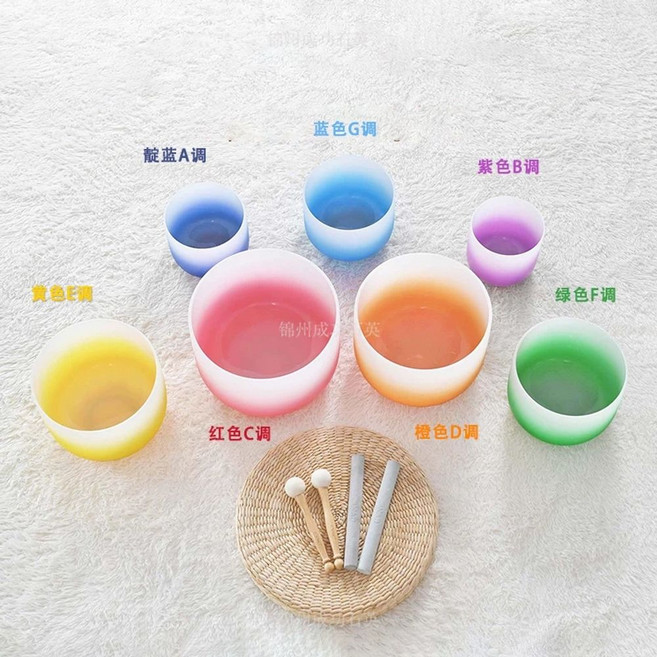 크리스탈 싱잉볼 스카이블루 명상종 그라데이션 요가 G톤 8인치, 1개, A. 6 인치