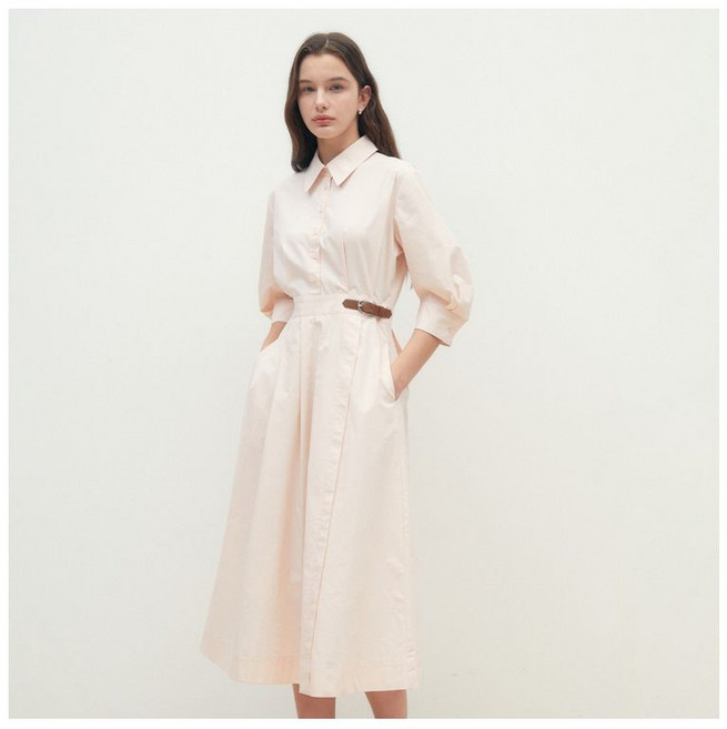 JJ지고트 탭 장식 플레어 셔츠 원피스 GR4P0OP411