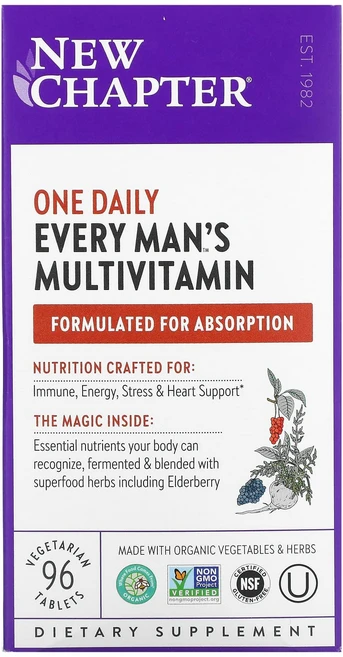 뉴쳅터 에브리 맨스 원 데일리 홀푸드 멀티비타민 베지 96정, 96 개, 1개 - 쿠팡