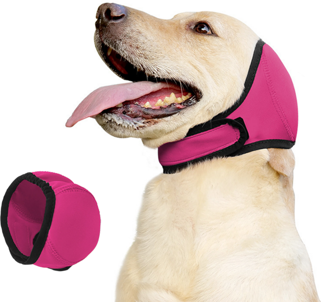 루이 강아지 귀마개 통풍 매쉬 소음 차단 보온 애완동물 귀보호, 1개, 핑크색