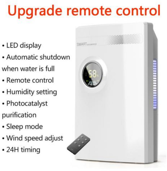 공기청정 제습기 가정용 습기 흡수제 데스크탑 공기 건조기 전기 흡수기 침실 주방 LED 디스플레이 13L, 영국 플러그, Remote