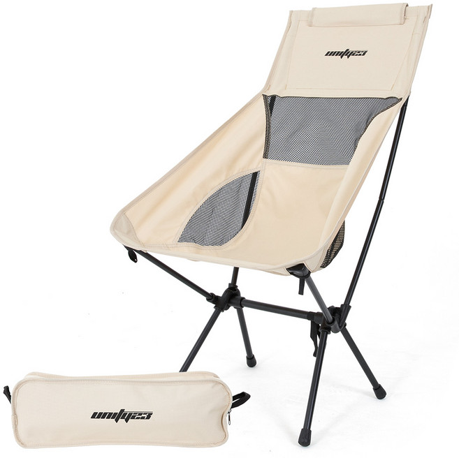 캠핑체어 초경량 조립식 릴렉스 의자 휴대용 접이식 낚시 피크닉 폴딩체어, 1개, 베이지