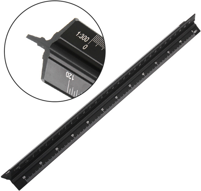야토 알루미늄 삼각 스케일자 슬림엣지 YTS300 30cm 블랙, 1개