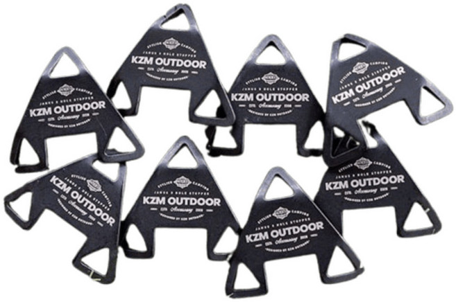 KZM OUTDOOR 三角型三孔調節片 一組8入, 黑色(8入一組), 1套